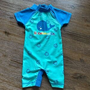 4/20$ Cocomelon Blue Baby One Piece Swimsuit size 3-6 months